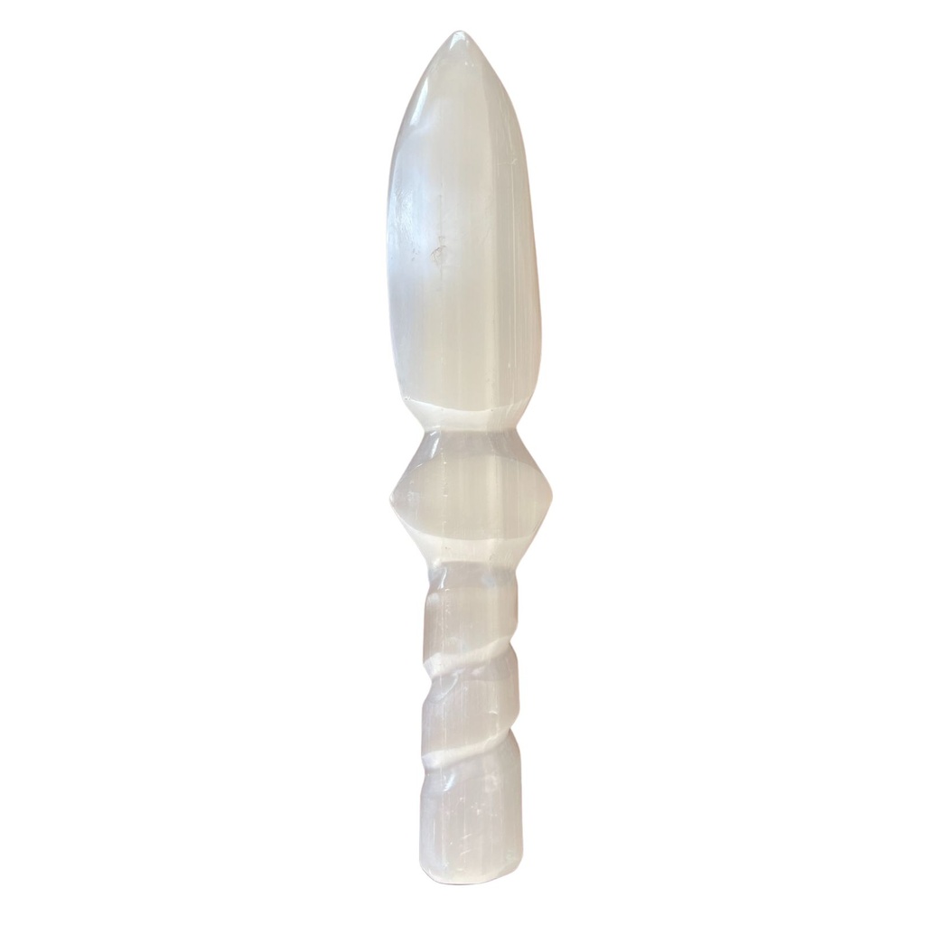 [SelK-05] Cuchillo Ritual Selenite Lrg - Espiral (25cm)