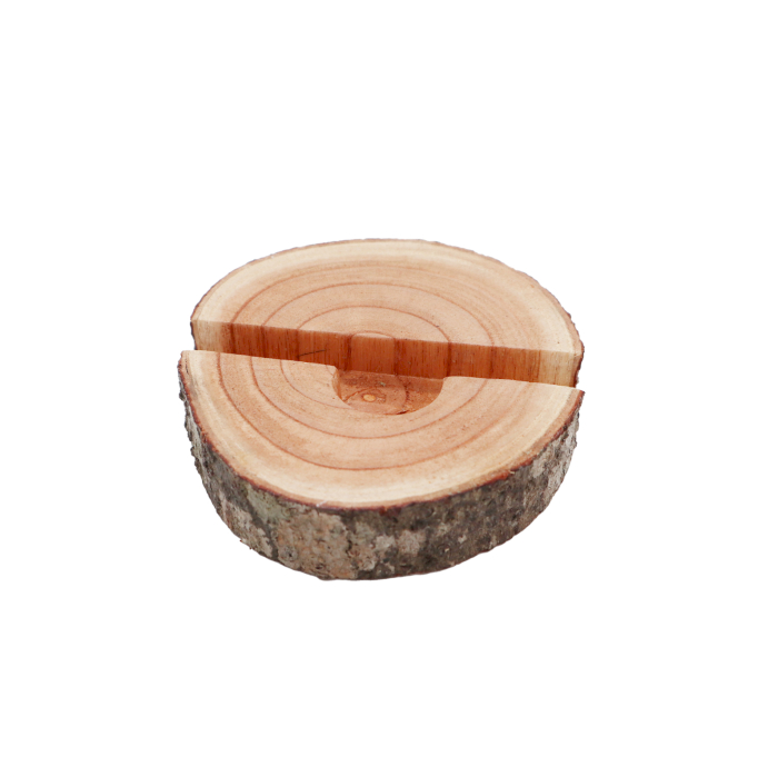 [NMH-04] Small Log Phone Holder (full slice) - Natural