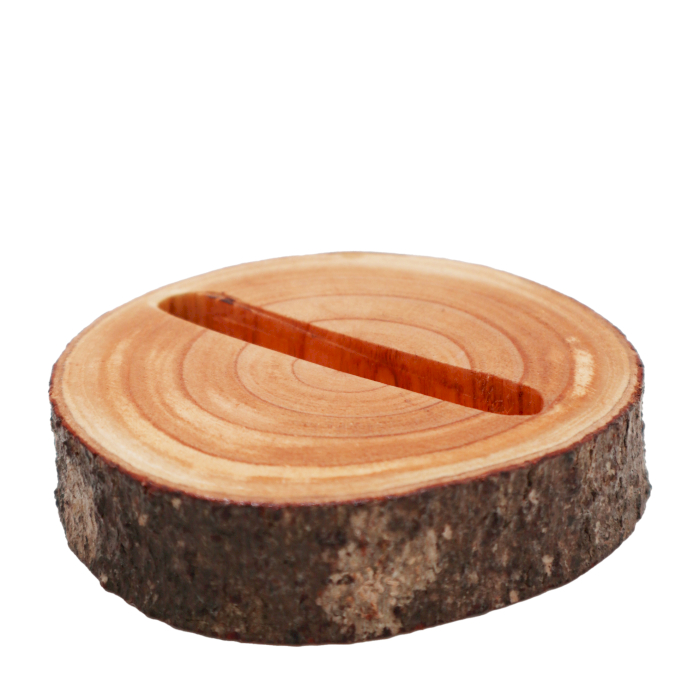 [NMH-05] Small Log Phone Holder (slot) - Natural
