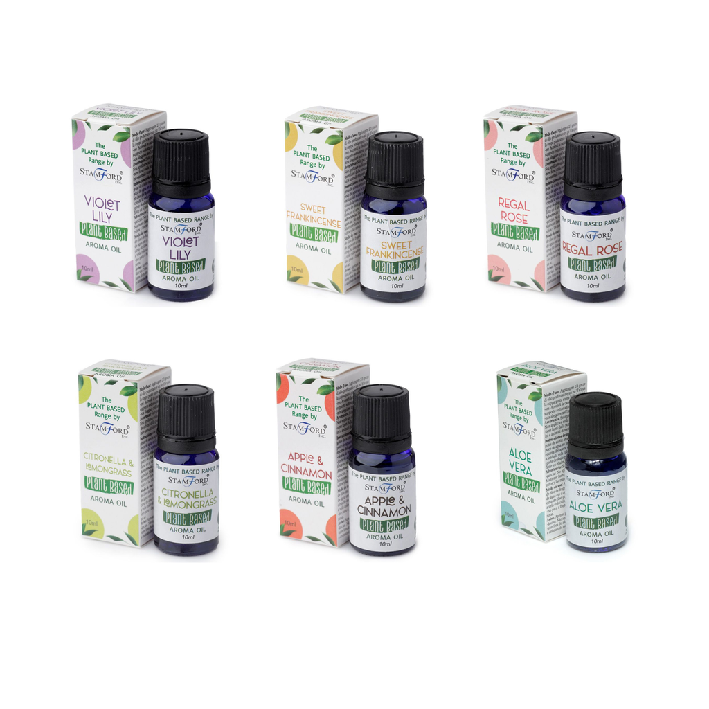[SPBAO-set02] Pack de 6 Aceites Aromáticos a base de Plantas Variados - Aloe Vera, Canela y Manzana, Citronela, Rosa Real, Frankincense Dulce, Lirio Violeta