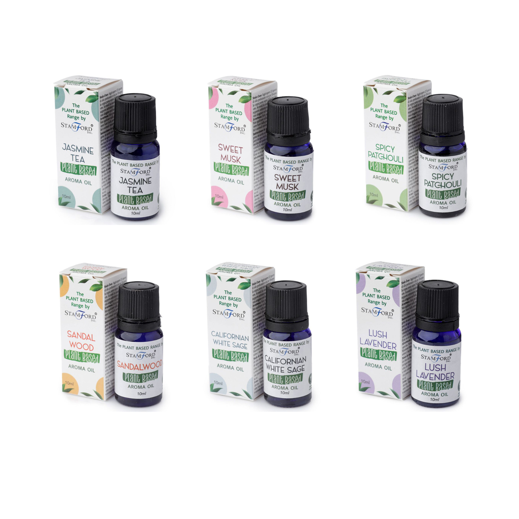 [SPBAO-set01] Pack de 6 Aceites Aromáticos a base de Plantas Variados - Salvia Blanca Californiana, Té Jazmín, Lavanda Exhuberante, Sándalo, Pachuli, Almizcle Dulce