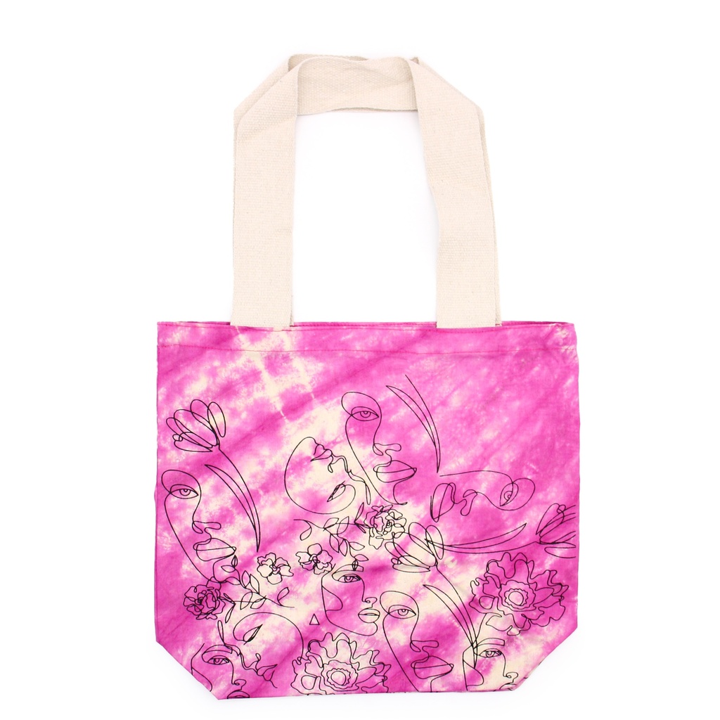 [TDB-05] Bolsas de Algodón "Tie Dye" (170g) - 38x42x12cm - Cara Bonita - Magenta - Asa Natural