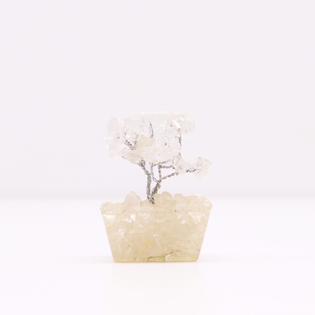 [MGemT-05] Mini árbol de piedras preciosas sobre base de orgonita - Cuarzo de roca (15 piedras)