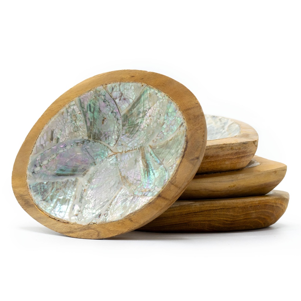 [TeakB-30] Juego de 4 Mini Cuencos de Madera de Teca (surtido)