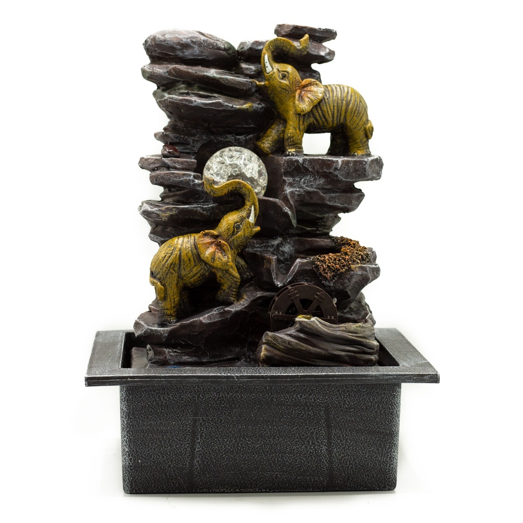 [WaterF-12] Fuente de agua de interior - Elefantes, bola de cristal y rueda de agua 35cm