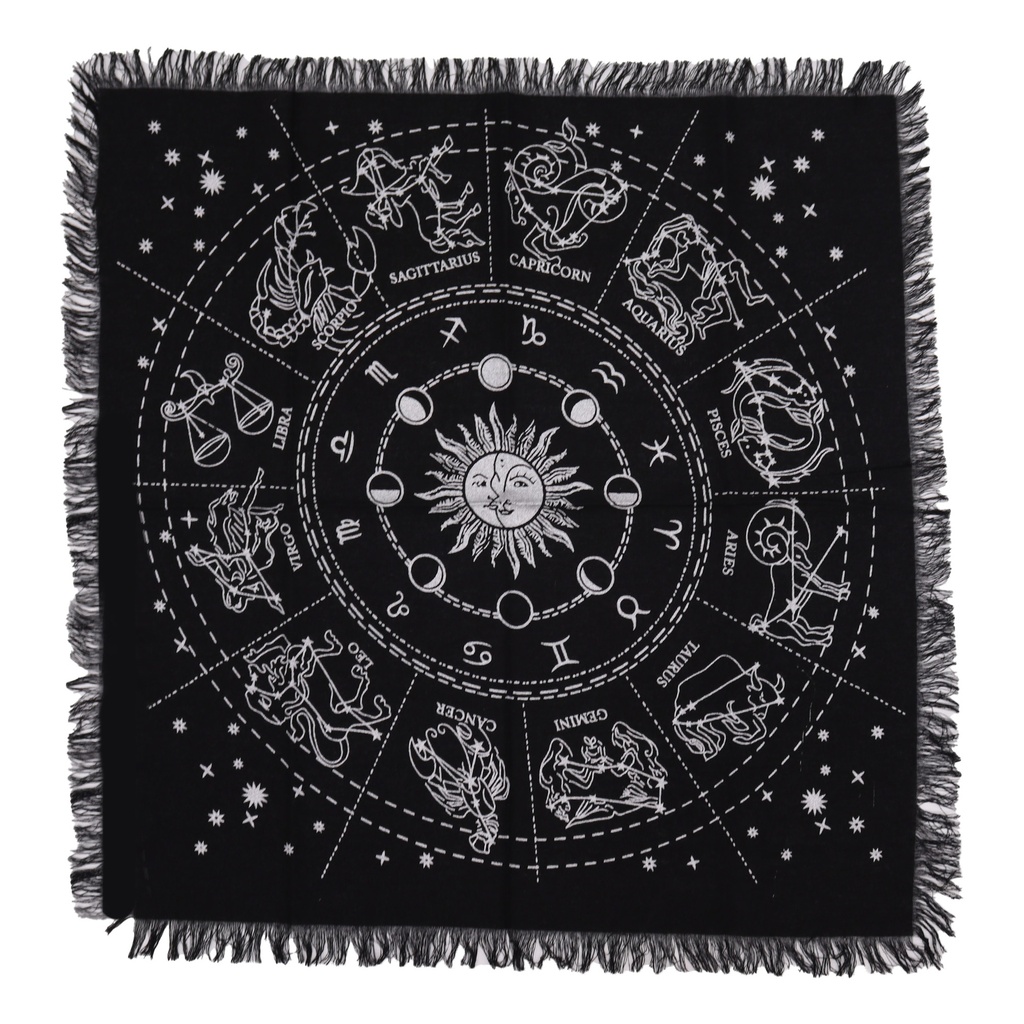Mantel de altar esotérico con flecos - Horóscopo