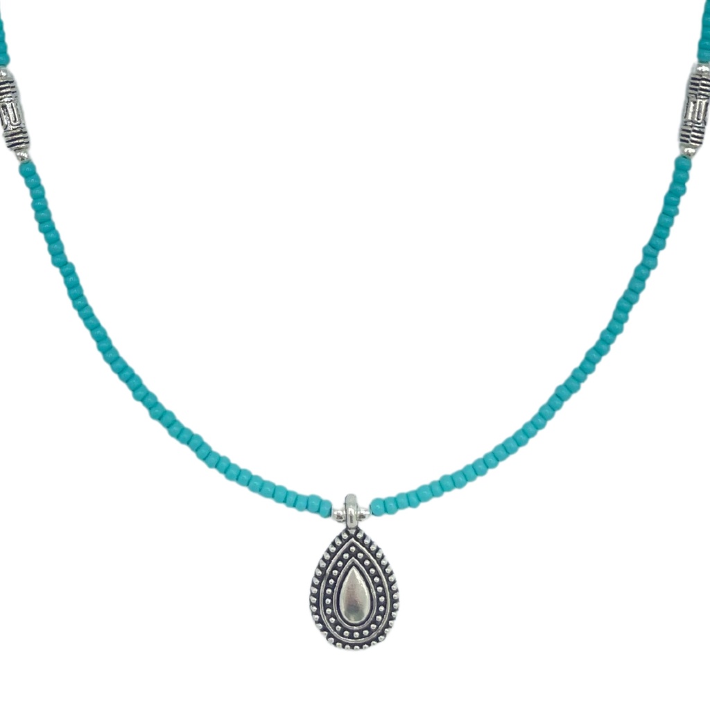 Collar nepalí de gemas extrafinas - Turquesa y lágrima