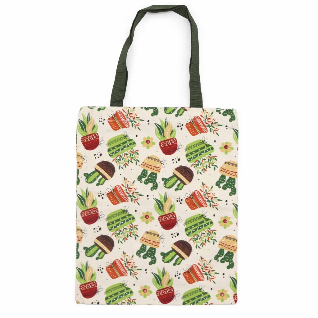 [JTas-06] Bolsa clásica Tote con cremallera (Caktus Motiff) 40x34cm