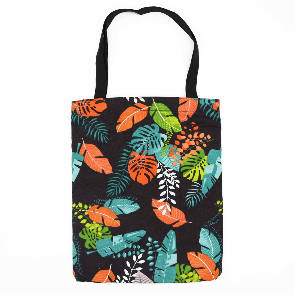 [JTas-07] Bolsa Tote Clásica con Cremallera (Motivo Tropical Oscuro) 40x34cm