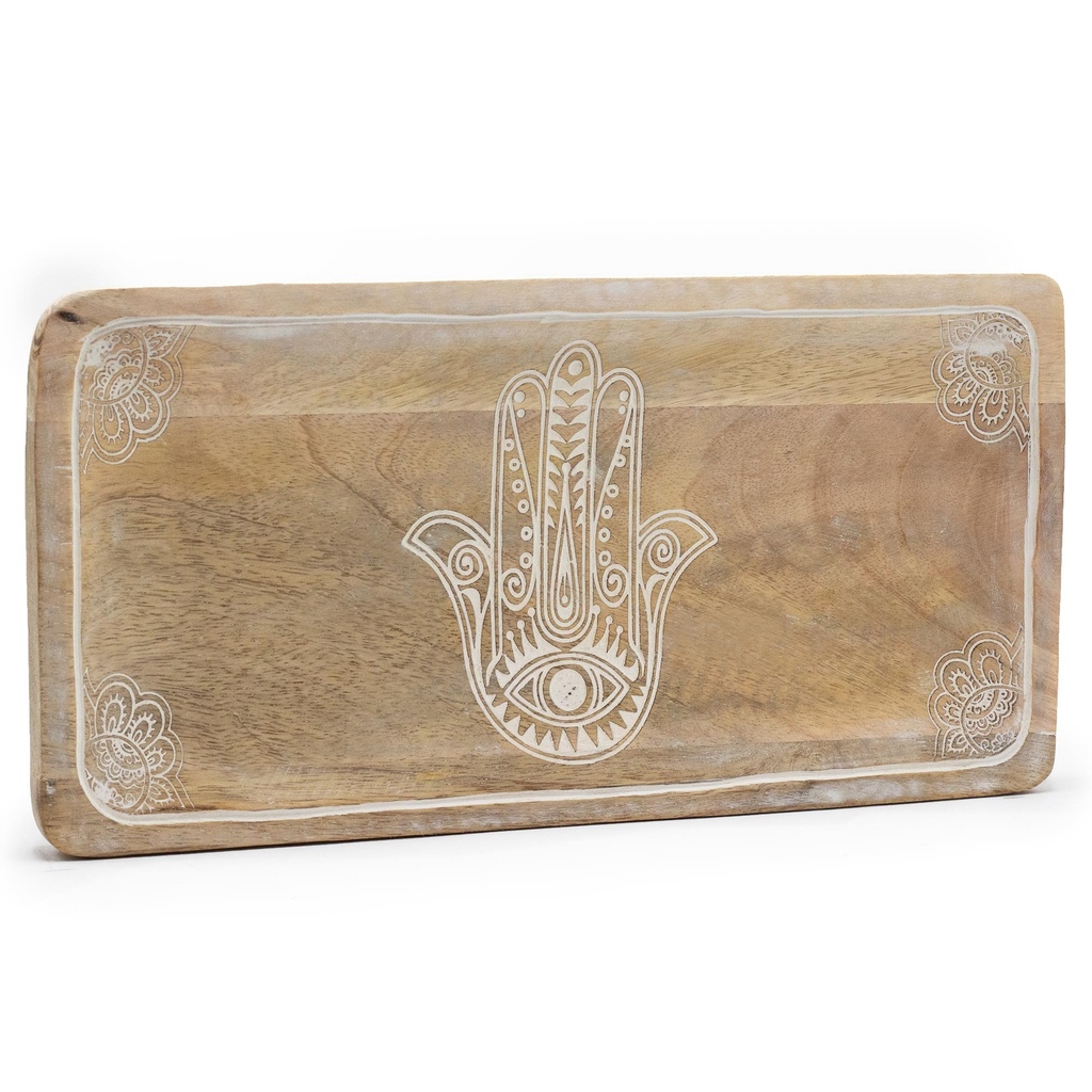 Bandeja larga 30x15x2,5cm - Hamsa Blanco