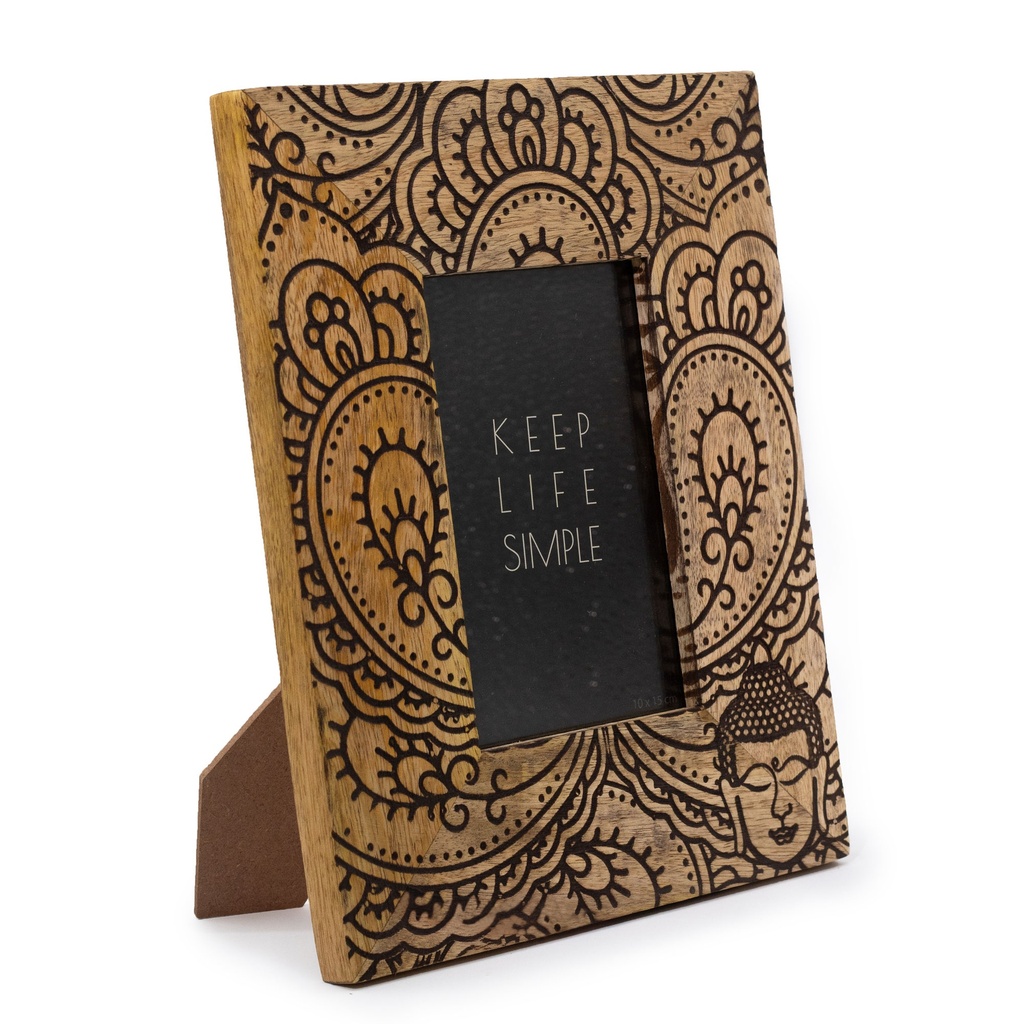 [MWPF-08] Marco de Madera de Mango (para 10x15cm) 26x20x2cm - Buda Negro