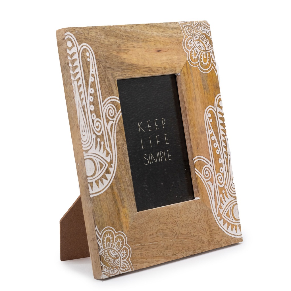 Marco de Madera de Mango (para 10x15cm) 26x20x2cm - Hamsa Blanco