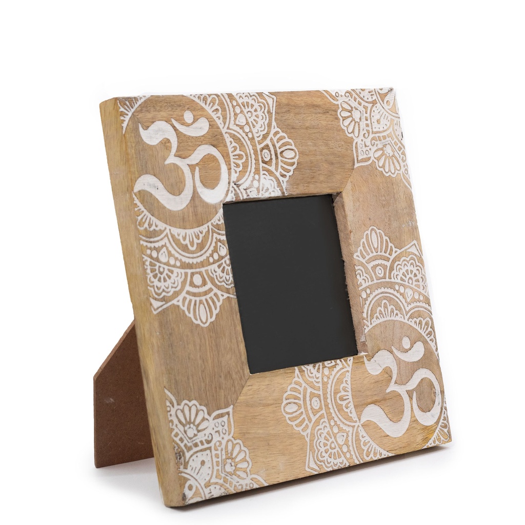 Pequeño Marco de Madera de Mango (para 10x15cm) 20x20x2cm - Mandala Blanco