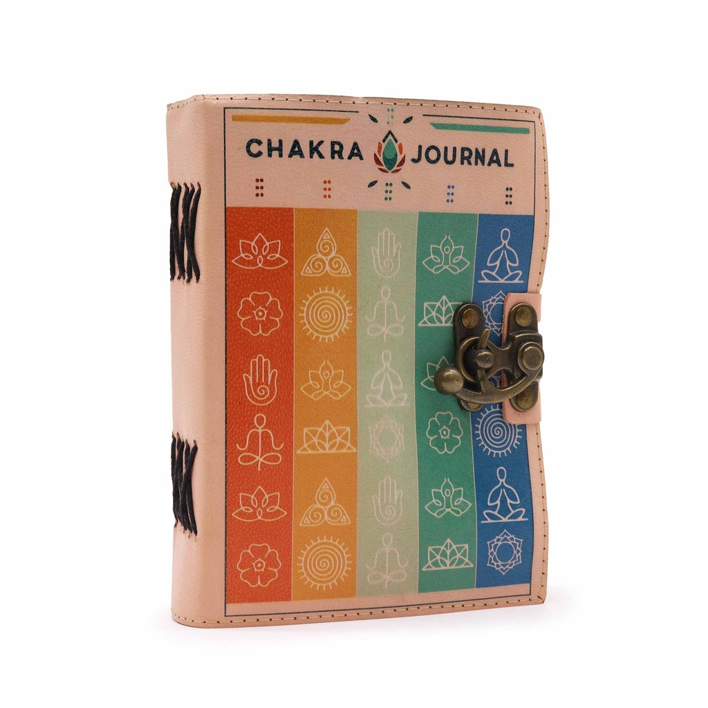 [LBN-64] Cuaderno de Cuero - 7  Chakras - 12,5x17,5cm