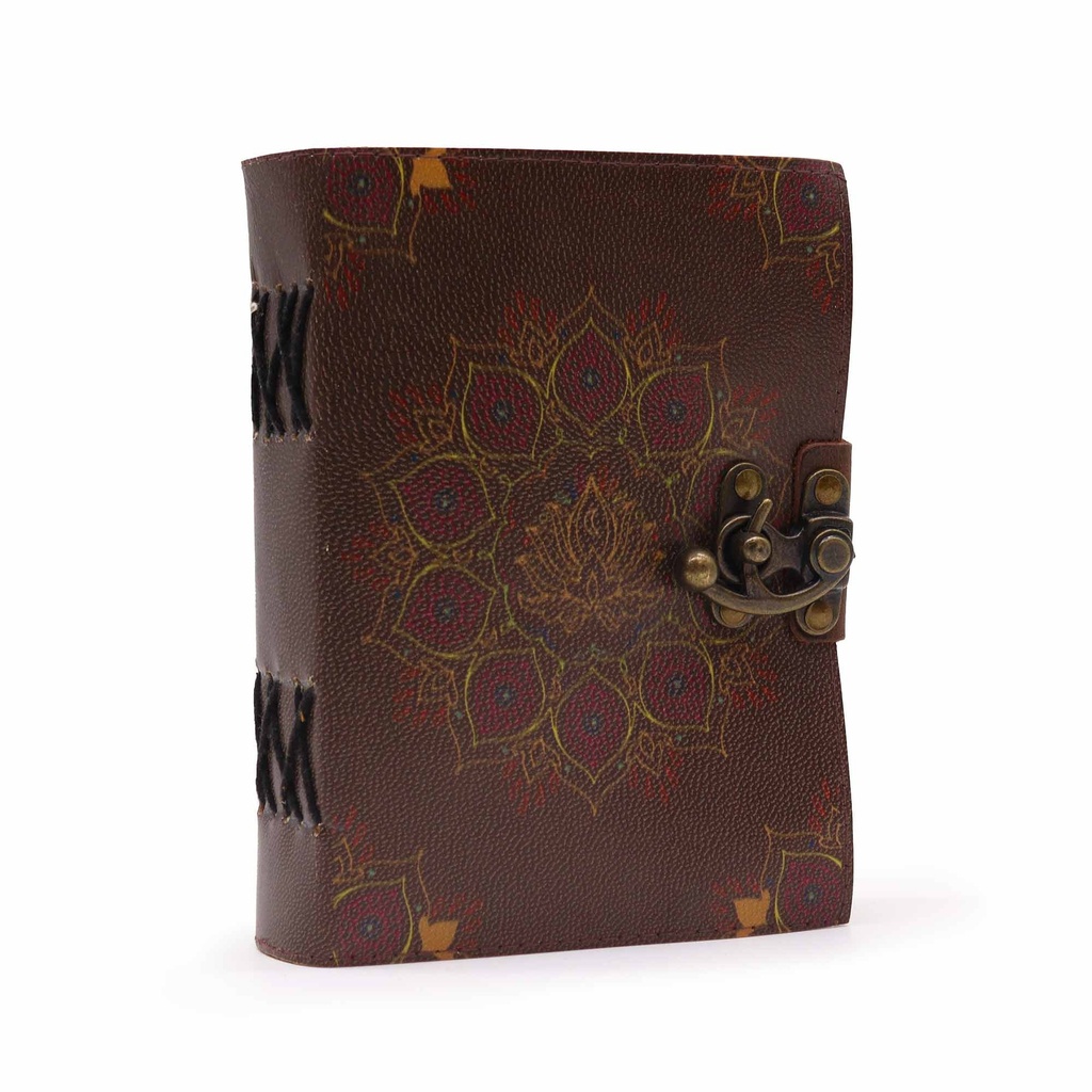 [LBN-65] Cuaderno de Cuero - Flor de Loto - 12,5x17,5cm