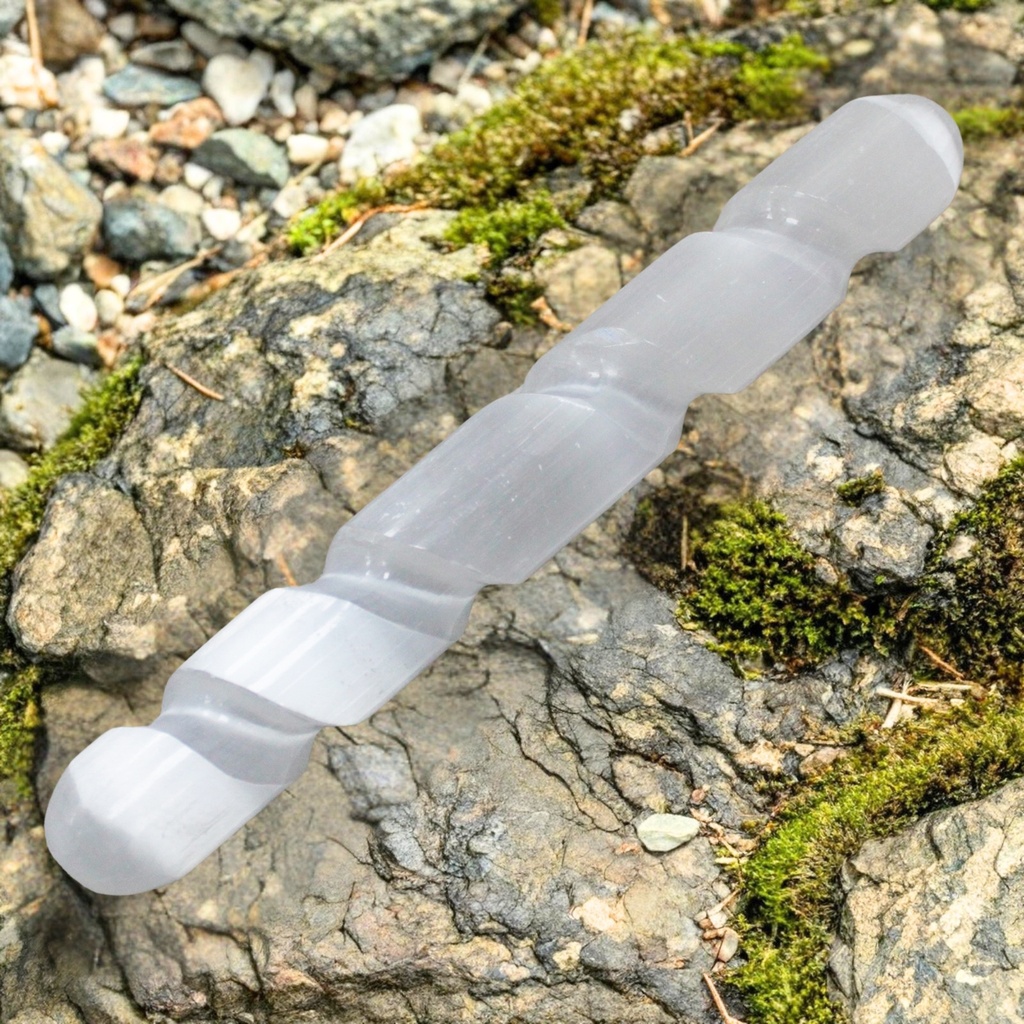 [SelW-03] Varita Espiral deSselenita - 16 cm ( Ambos extremos redondos)
