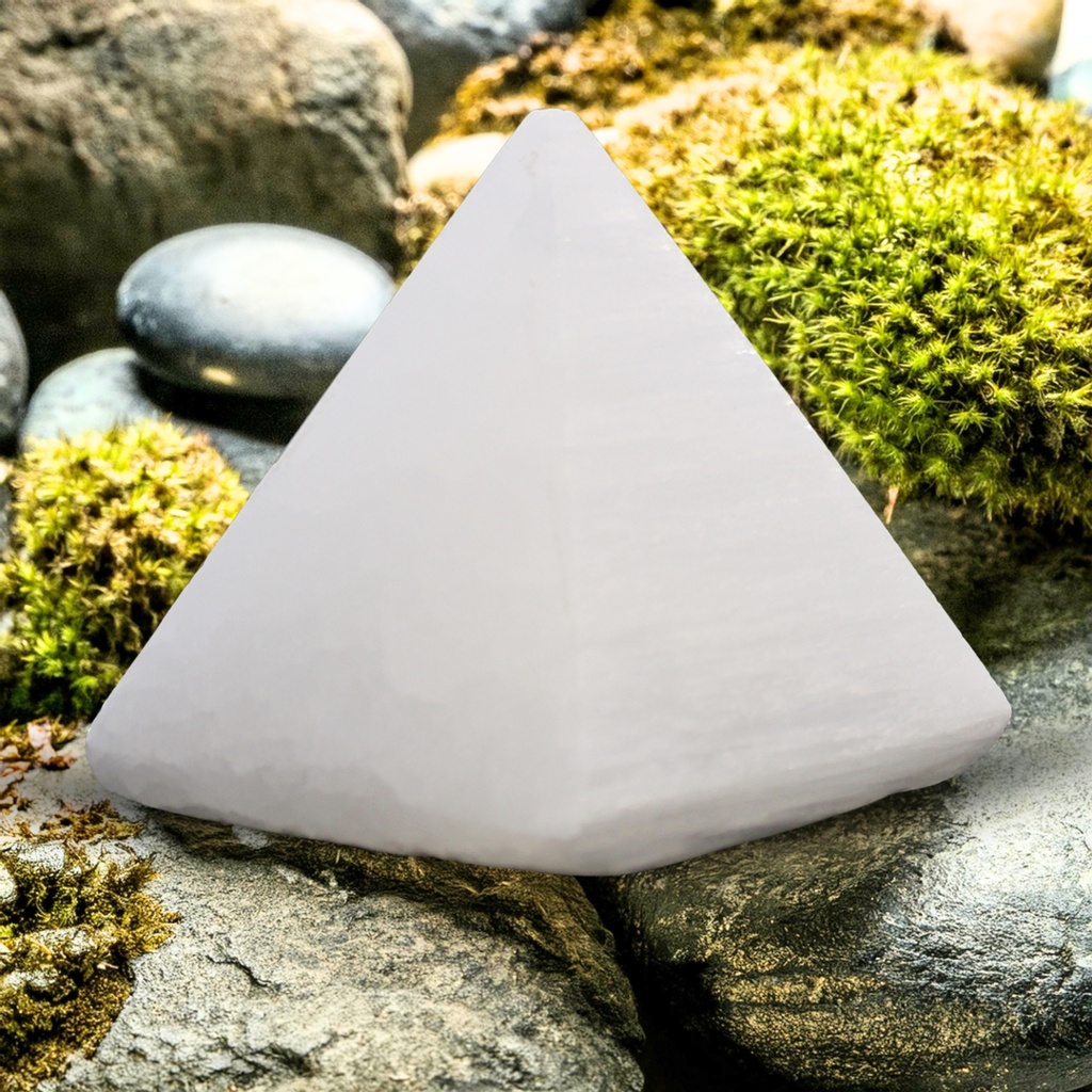 Pirámide de selenita - 5 cm