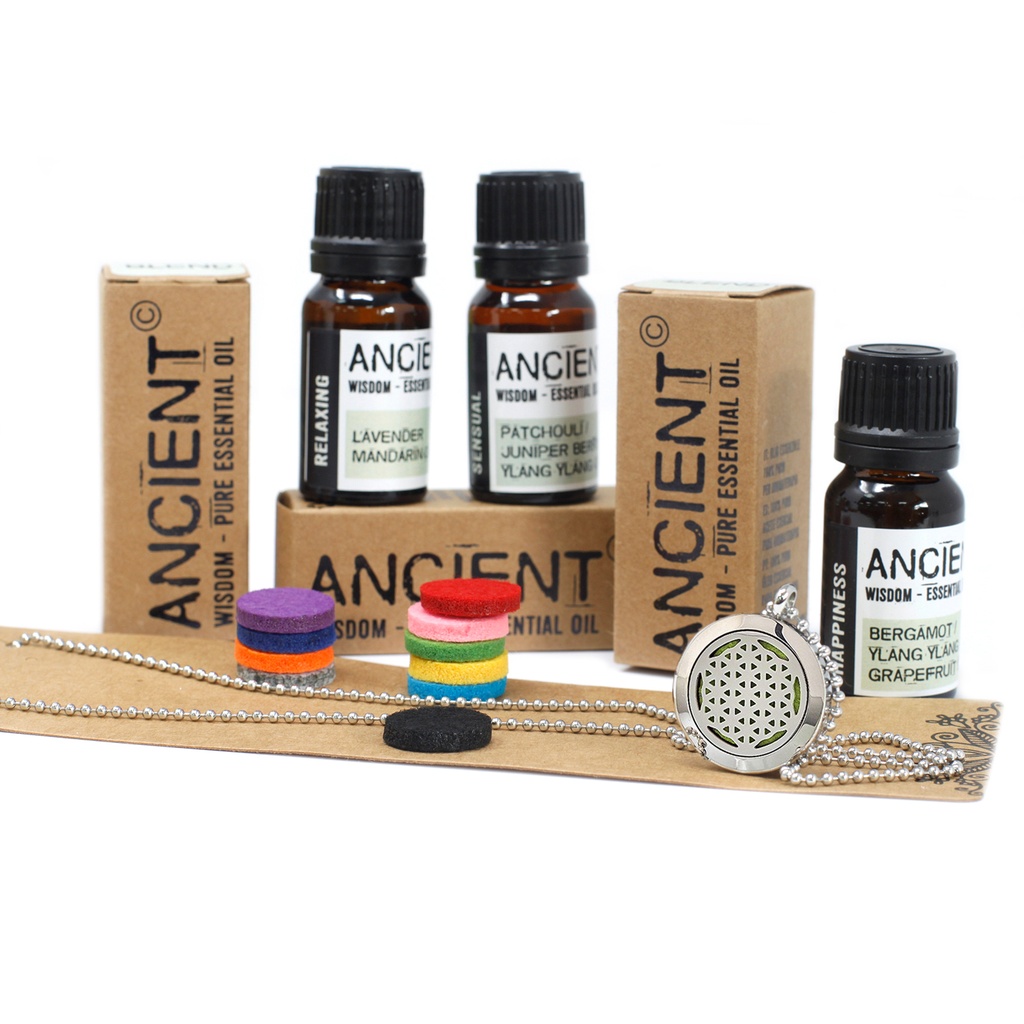 [AWAROMAJ-02] 25mm Flor de la vida Difusores de Aromaterapia + Aceites Esenciales