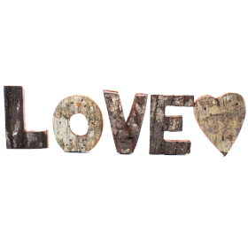 [SRBL-01] Juego de Letras Corteza Rústica - LOVE (4x3) - Pequeño 7cm