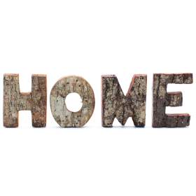 [SRBL-02] Juego de Letras Corteza Rústica - HOME (4x3) - Pequeño 7cm