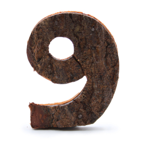 [SRBL-41] Número de corteza rústica - "9" (12) - Pequeño 7cm