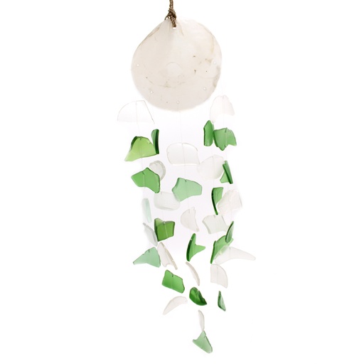 [GWC-06] Carillón vidrio reciclado - Verde y Blanco