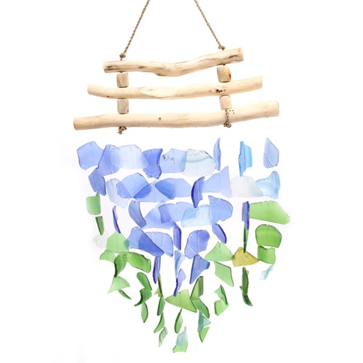 [GWC-02] Carillón de vidrio reciclado - Azul y verde
