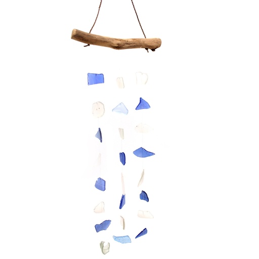 [GWC-11] Carillón de vidrio reciclado - Tres cuerdas - Azul y blanco