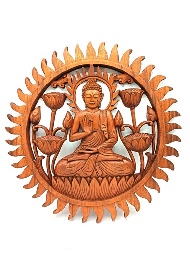 [WDW-01] Panel de madera de Buddha y Lotus - 40cm