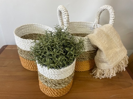 [SBS-05] Juego de cestas de algas marinas - Naranja/Natural/Blanco