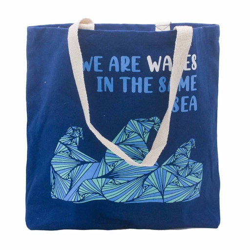 [PCB-01] Bolsa de algodón estampada - somos olas  - gris, azul, natural