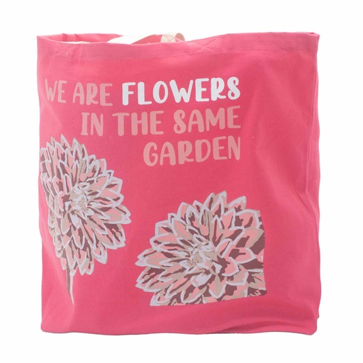 [PCB-03] Bolsa de algodón estampada - somos flores - Oliva, Rosa y Natural