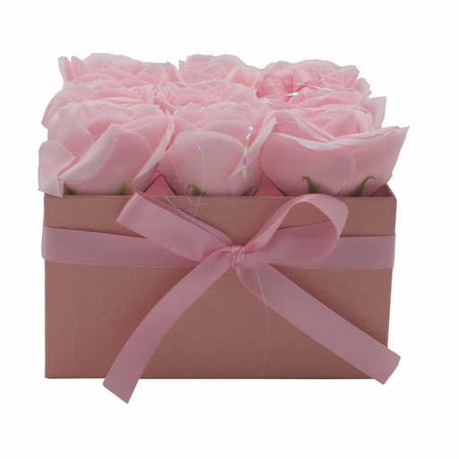 [GSFB-04] Caja de Regalo - Flor de Jabón  9 Rosas Rosas - cuadrado
