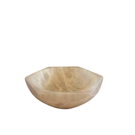 [SelB-09] Cuenco hexagonal de selenita - 15cm