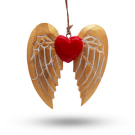 [WXD-04] Ala y corazón de ángel de Navidad dorados - detalle blanco