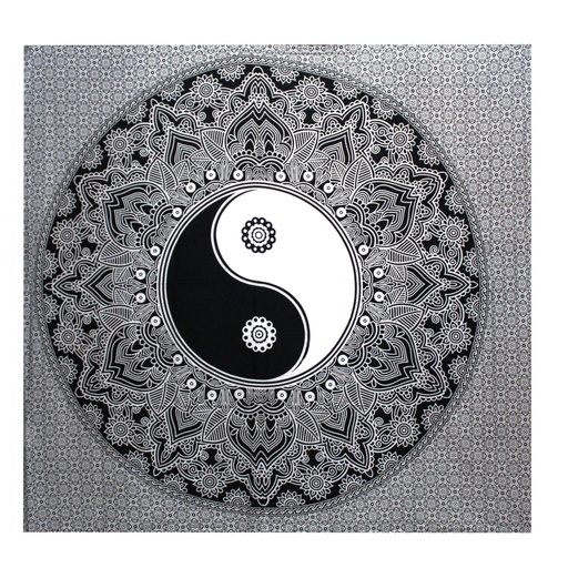[BWCB-07] Colcha Algodón Doble B&N + Tapiz - Ying yang