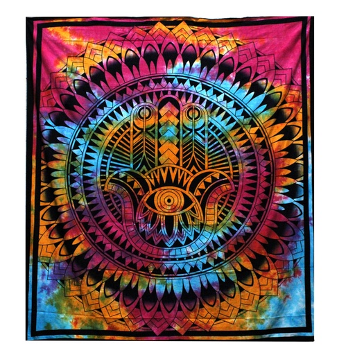 [CBWH-15] Colcha Doble Algodón + Tapiz - Hamsa