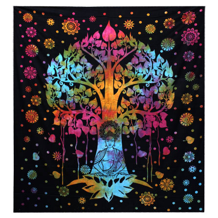 [CBWH-20] Colcha Algodón Individual + Tapiz - Árbol Bodhi
