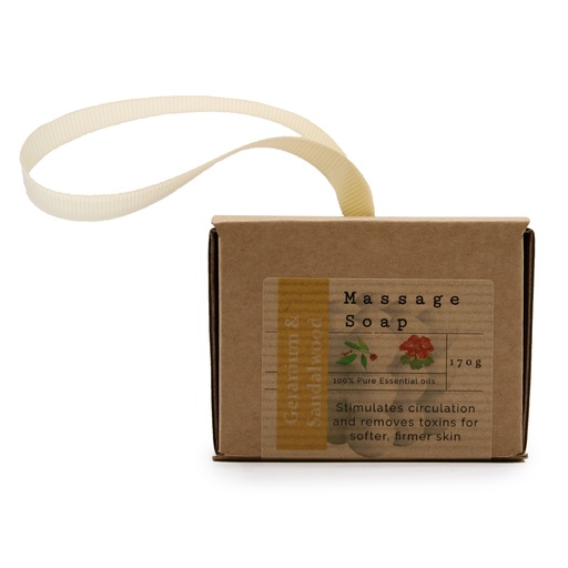[MSPS-06] Jabon de masaje individual en caja - geranio y sándalo