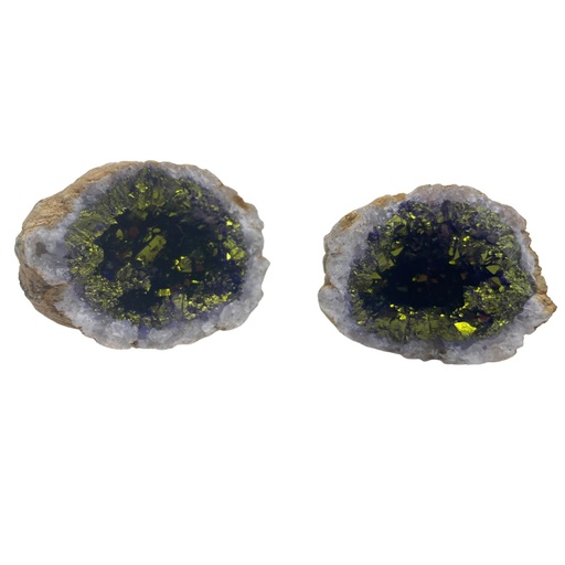 [CCGeo-06] Geodas de calcita coloreada - Piedra Natural - Morado & Oro