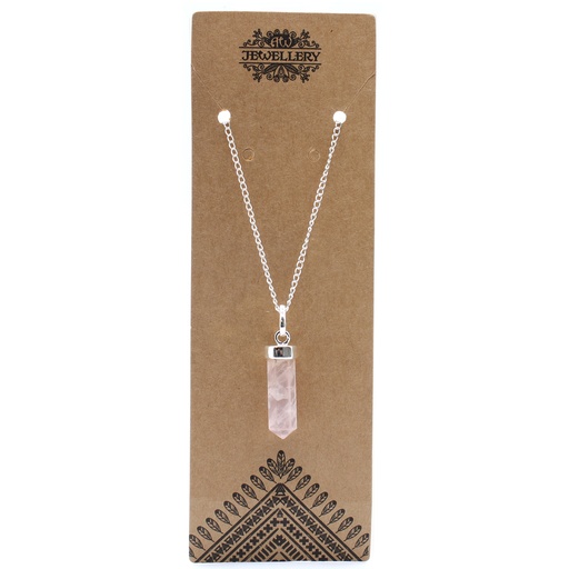 [GPJ-02] Colgante de Punto Clásico de Piedras Preciosas - Cuarzo Rosa