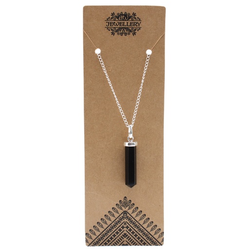 [GPJ-05] Colgante de Punto Clásico de Piedras Preciosas - Ágata Negra