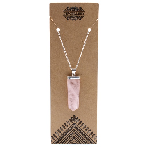 [GPJ-07] Colgante Plano de Piedras Preciosas - Cuarzo Rosa
