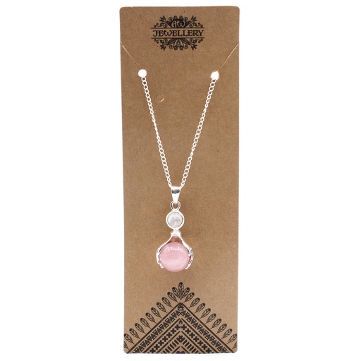 [GPJ-12] Colgante de Manos Curativas de Piedras Preciosas - Cuarzo Rosa