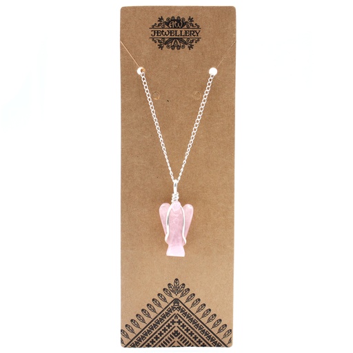 [GPJ-17] Colgante de ángel de la guarda con piedras preciosas - Cuarzo rosa