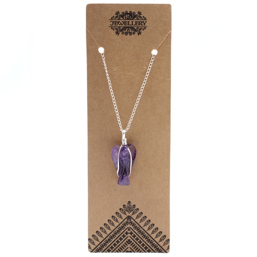 [GPJ-18] Colgante de Ángel de la Guarda de Piedras Preciosas - Amatista
