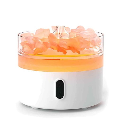 [AATOM-27] Difusor de Aroma de Sal del Himalaya - Luz Nocturna - USB-C - Efecto Llama (Sal incluida)