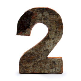 [SRBL-34] Número de corteza rústica - "2" (12) - Pequeño 7cm