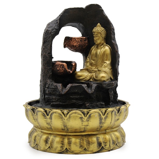 [WaterF-01] Fuente de agua de sobremesa - 30 cm - Buda dorado meditando