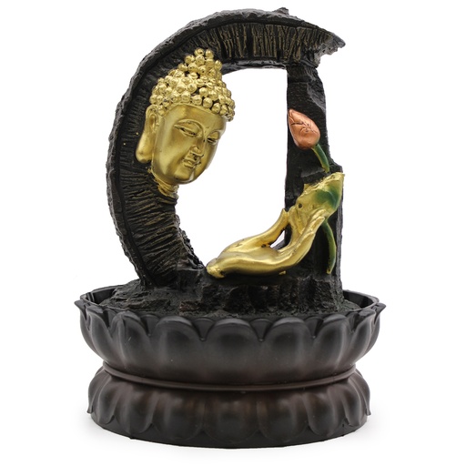 [WaterF-02] Fuente de agua de sobremesa - 30 cm - Buda dorado y loto